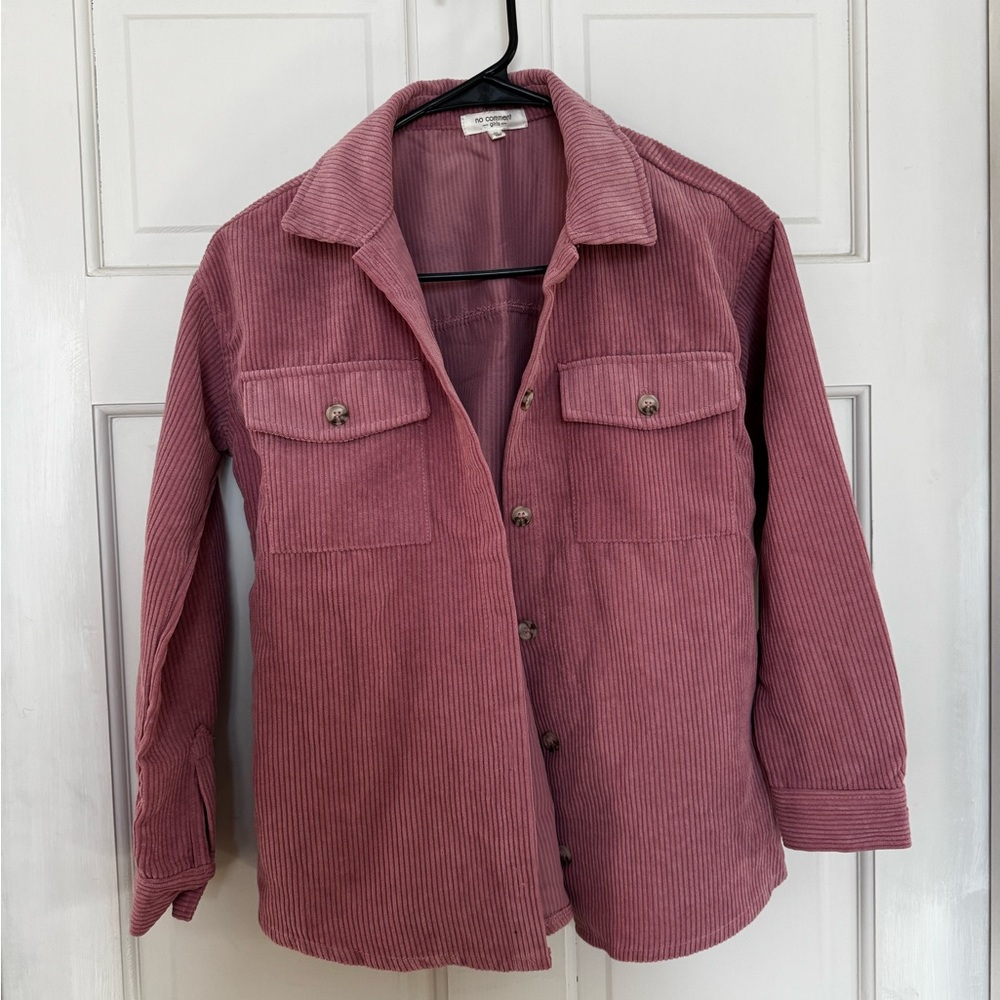 Girls Pink Corduroy shacket